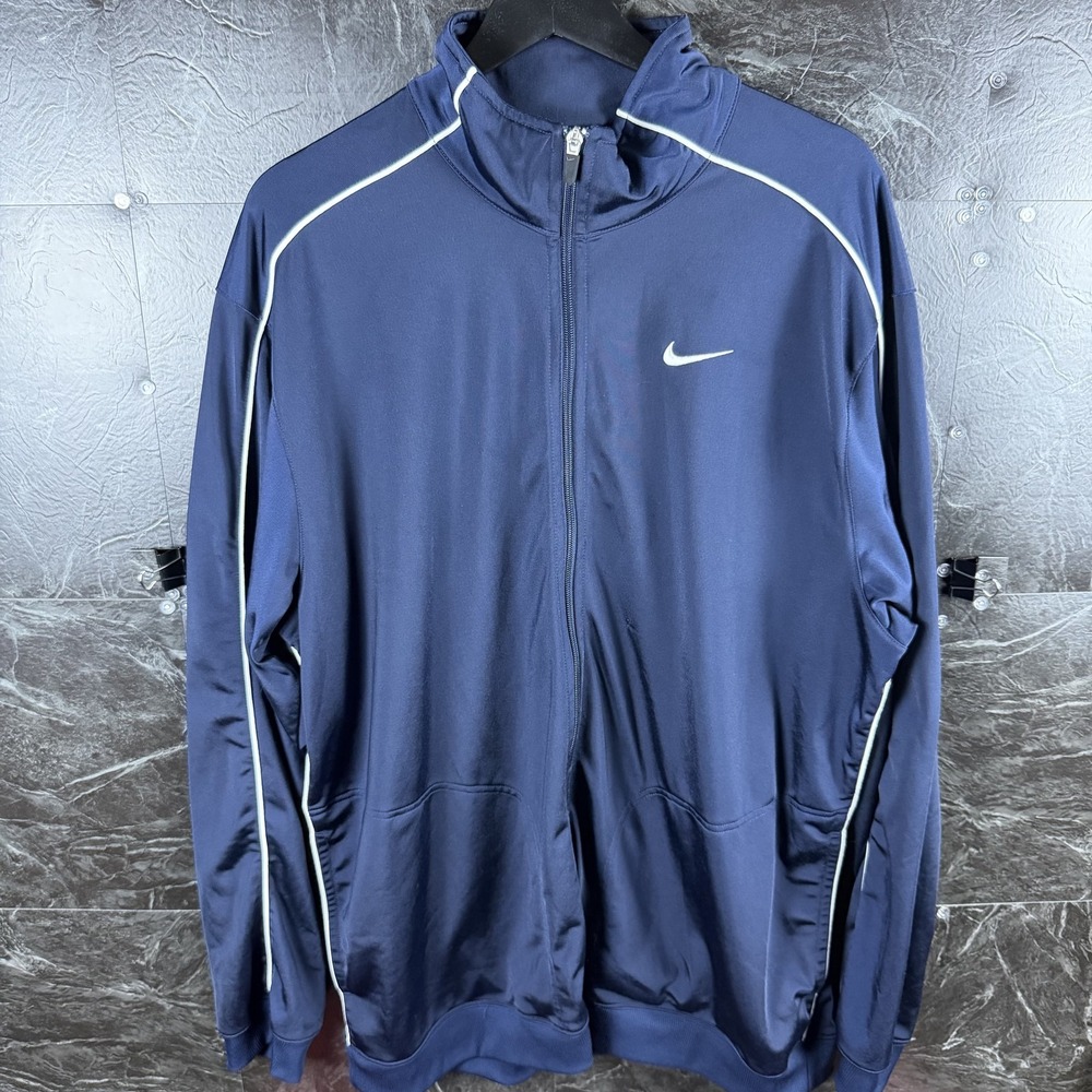 Nike Men's Navy Vtg Silver Track Jacket 2XL